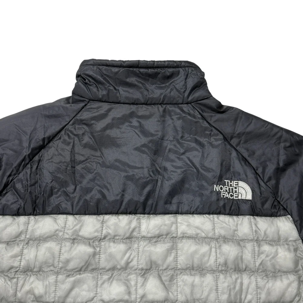 The North Face Thermoball Jacket Mens Medium Gray Black Full Zip Puffer C976 F14